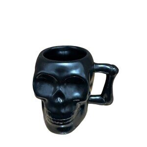 Black Ceramic Skull Mug With Bone Handle